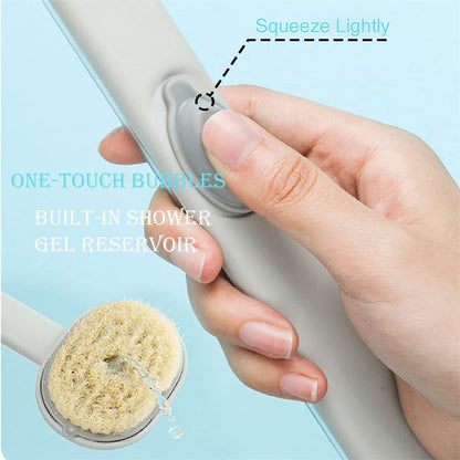 Shower brush held in hand showing comfortable grip