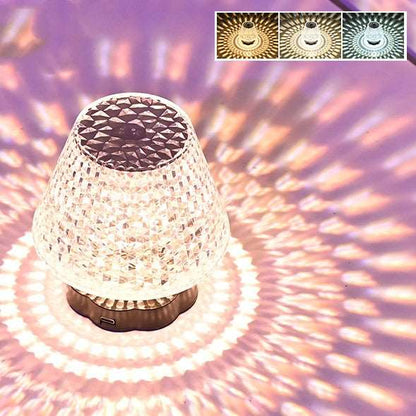 Sixteen color crystal lamp showing the remote control unit layout next to it