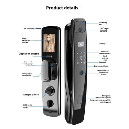 Smart door lock B98 model specifications detail view