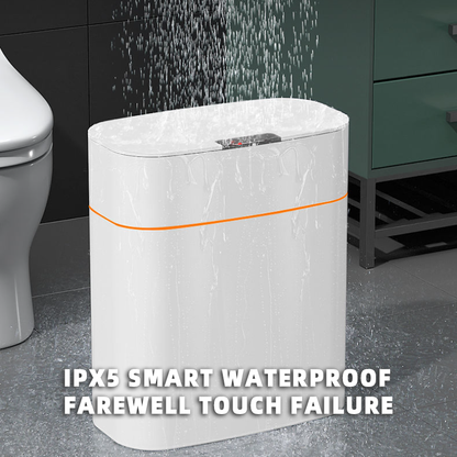 Smart touchless trash can placed in kitchen setting