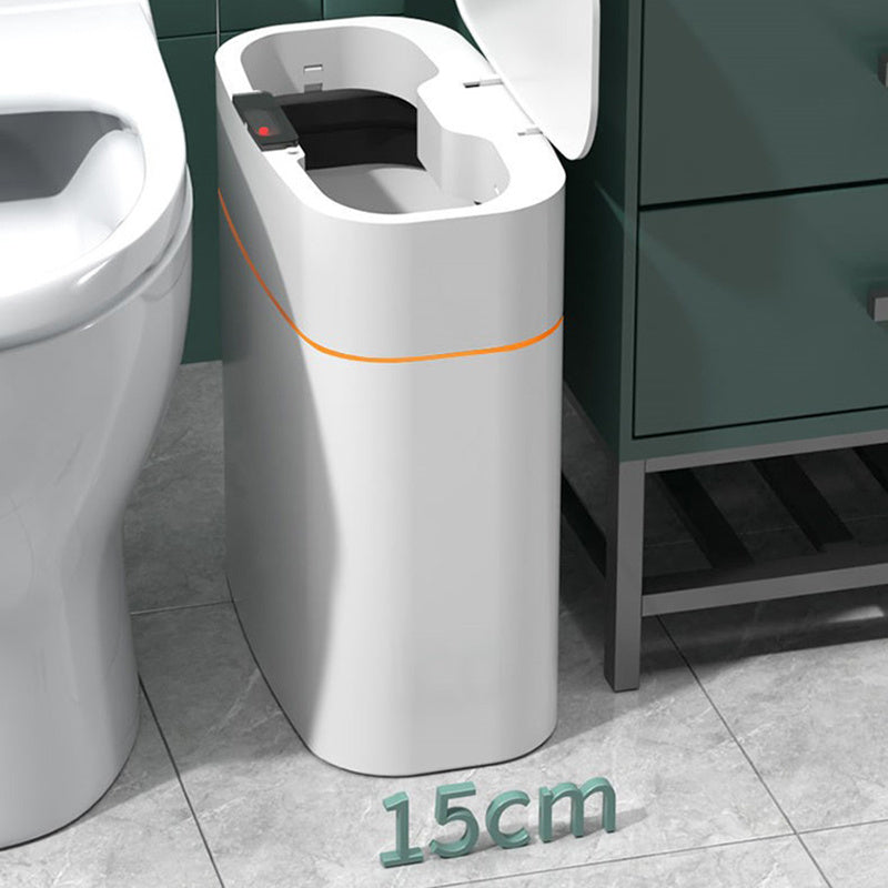 White smart touchless trash can with sensor lid