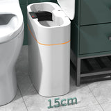 White smart touchless trash can with sensor lid