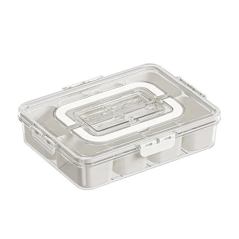 8 grid food storage container side view showing airtight lid and seal detail