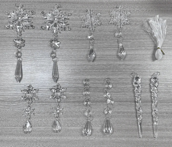 Full set of snow ceiling decorations displayed