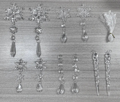 Full set of snow ceiling decorations displayed