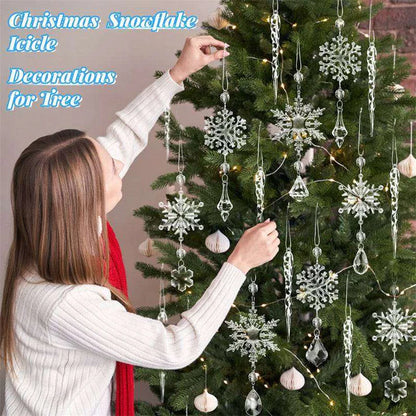 Snow ceiling decorations on Christmas tree branches