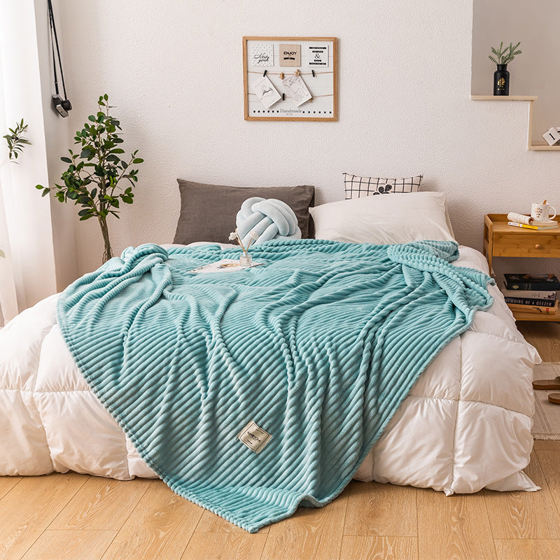 Close-up of the dense smooth plush pile texture of the queen size polyester fleece blanket
