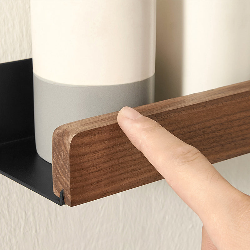 White solid wood floating wall shelf close up view