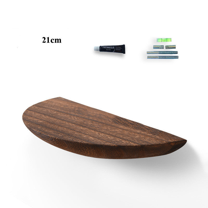 21cm Nordic wood shelf mounted on a bedroom wall with a candle and decor item
