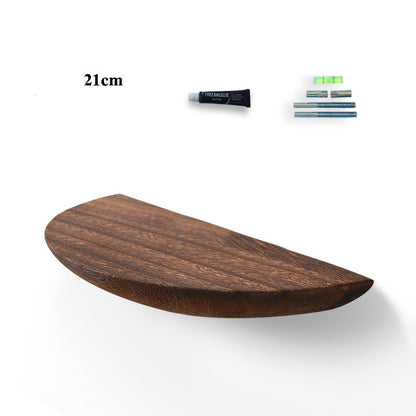 21cm Nordic wood shelf mounted on a bedroom wall with a candle and decor item