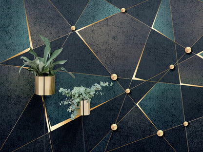 Special effect geometric canvas wallpaper full room angle view