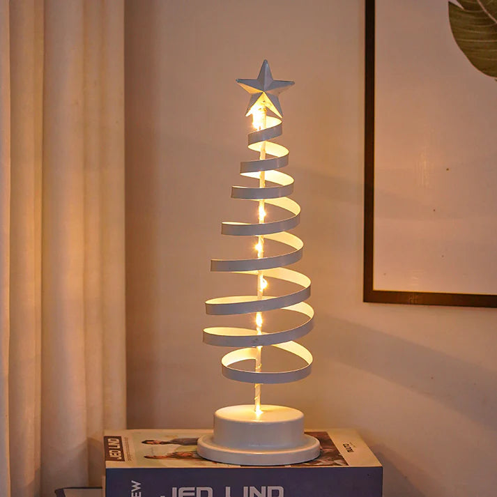 Spiral gold LED Christmas tree modeling lamp close up detail