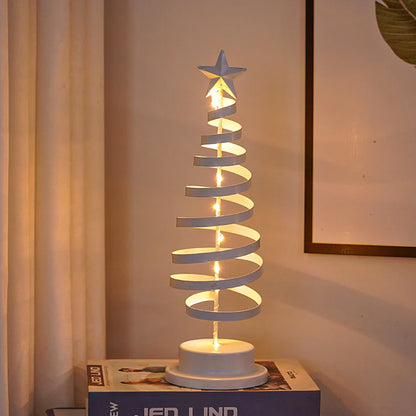 Spiral gold LED Christmas tree modeling lamp close up detail
