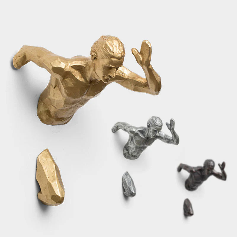 Splendas 3D torso Nordic body art wall hanging sculpture in gold finish display