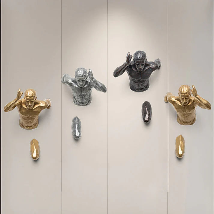 Splendas 3D torso Nordic body art wall hanging sculptures in multiple gold silver copper variants