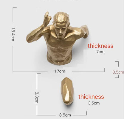 Splendas 3D torso Nordic body art wall sculptures in gold and copper variants displayed together