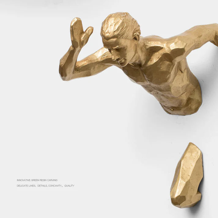 Close up side angle detail of Splendas 3D torso Nordic body art resin wall hanging sculpture