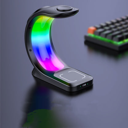 Splendas 4 in 1 magnetic wireless charger station with RGB light in white variant