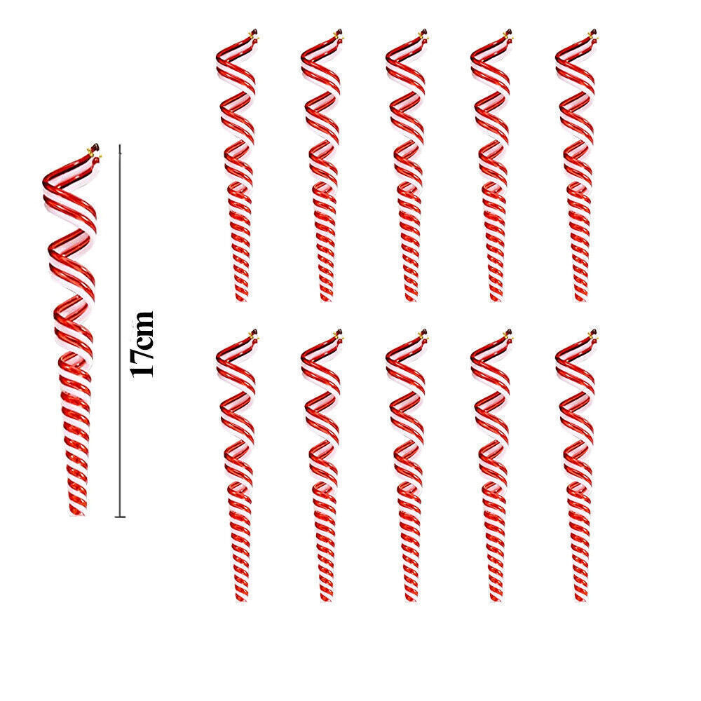 Close up detail of Splendas Christmas spiral candy cane pendant decoration