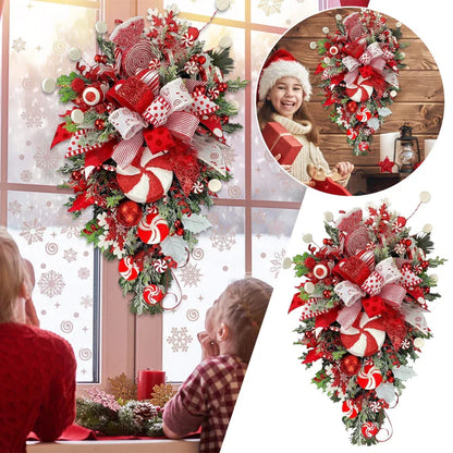 Splendas Christmas door wreath pendant in white and gold color variant