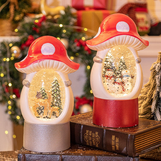 Splendas Christmas mushroom snow globe music box snowman variant display