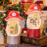 Splendas Christmas mushroom snow globe music box snowman variant display