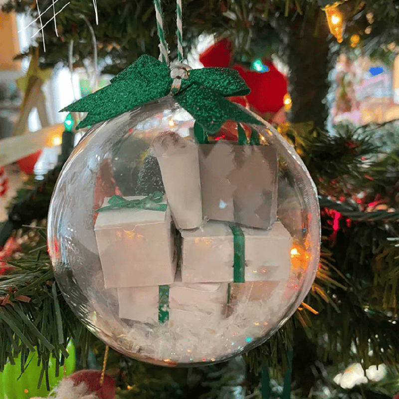 Splendas Christmas transparent ball hanging ornament in gift style layout decoration display