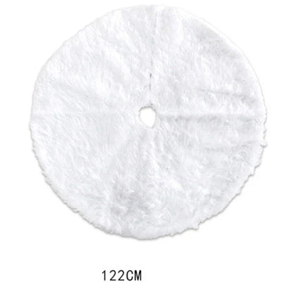 Splendas white faux fur plush Christmas tree skirt flat view 122cm