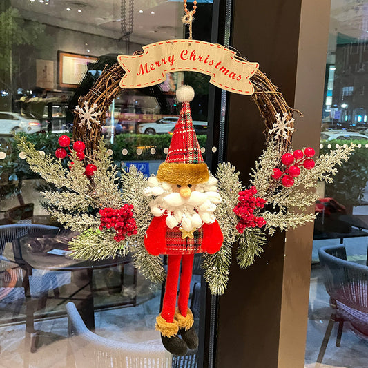 Splendas Christmas vine ring wreath with snowman character holiday door decoration