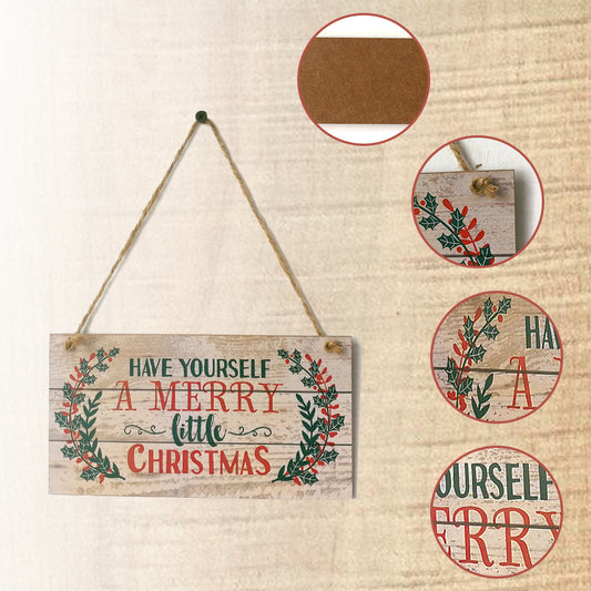 Splendas Christmas wooden wall hanging sign ornaments shown in multiple holiday designs