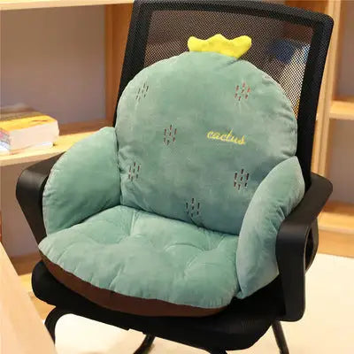 Splendas cute cartoon cactus plush chair cushion seat pad on black office chair