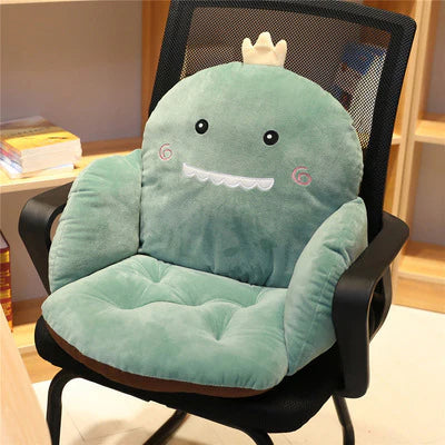 Splendas cute cartoon green dinosaur plush chair cushion on kids room chair lifestyle