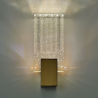 Close up detail of Splendas dimmable crystal wall sconce LED bubble crystal panel