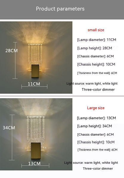 Splendas dimmable crystal wall sconce LED modern luxury installed on bedroom wall display