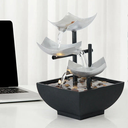 Splendas indoor flowing water fountain ornament white and black modern minimalist desk display