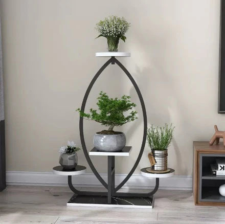Splendas indoor iron plant stand black frame multi tier shelf with plants in living room