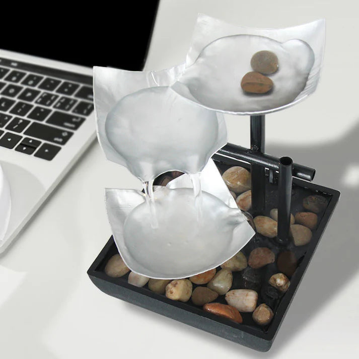 Side angle full view of Splendas indoor flowing water fountain tabletop ornament