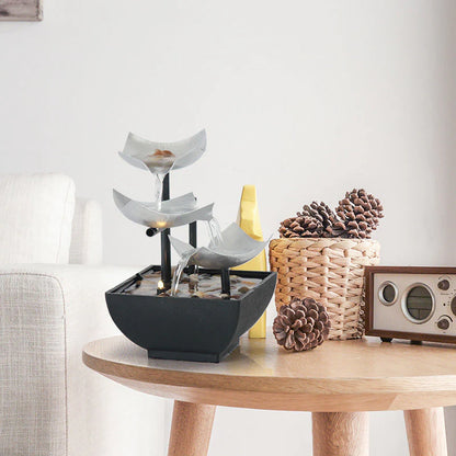 Splendas indoor flowing water fountain ornament USB power connection detail view
