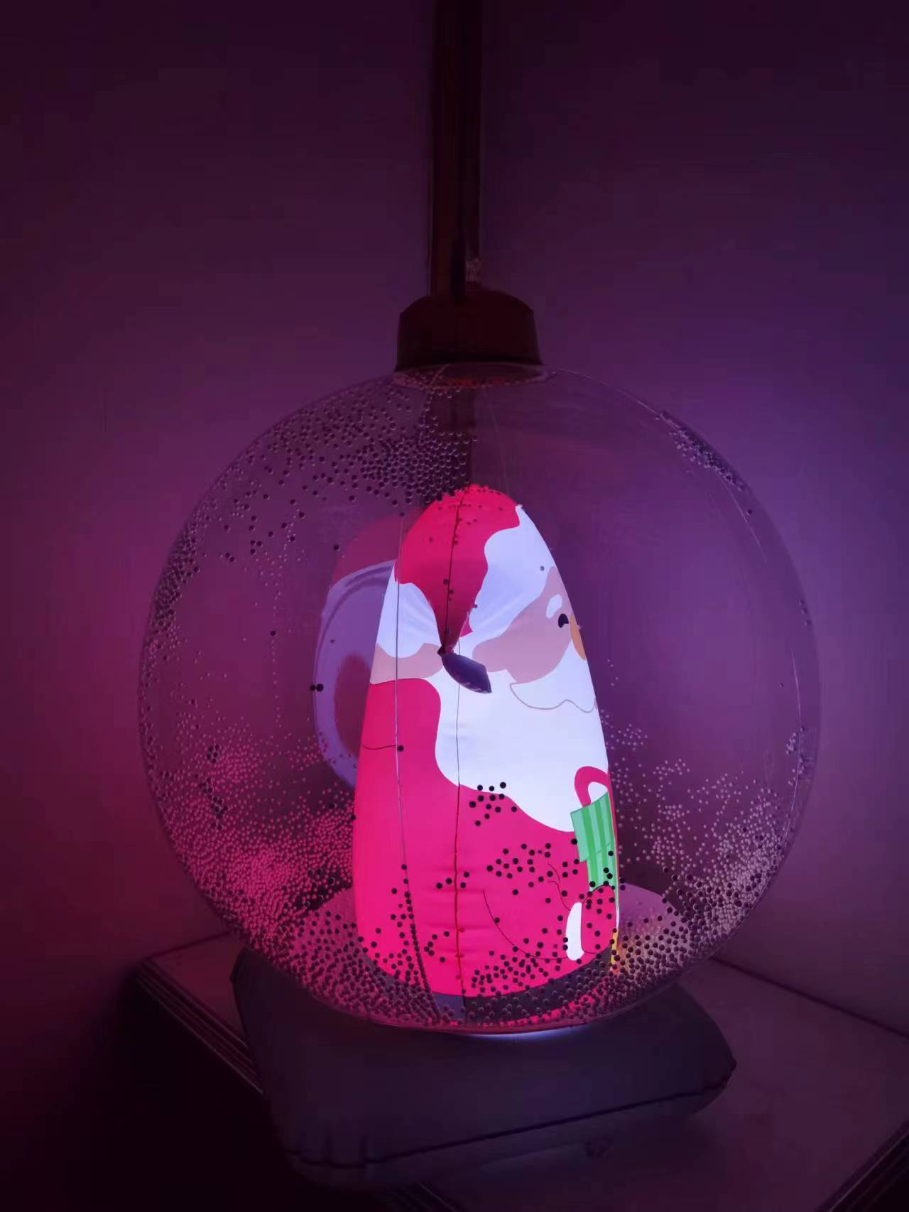 Splendas inflatable Christmas ball hanging decoration with Santa Claus LED light glowing