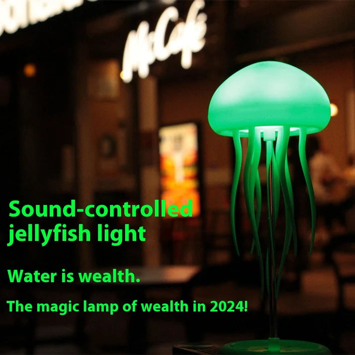 Splendas jellyfish LED mood lamp showing full color gradient light effect display
