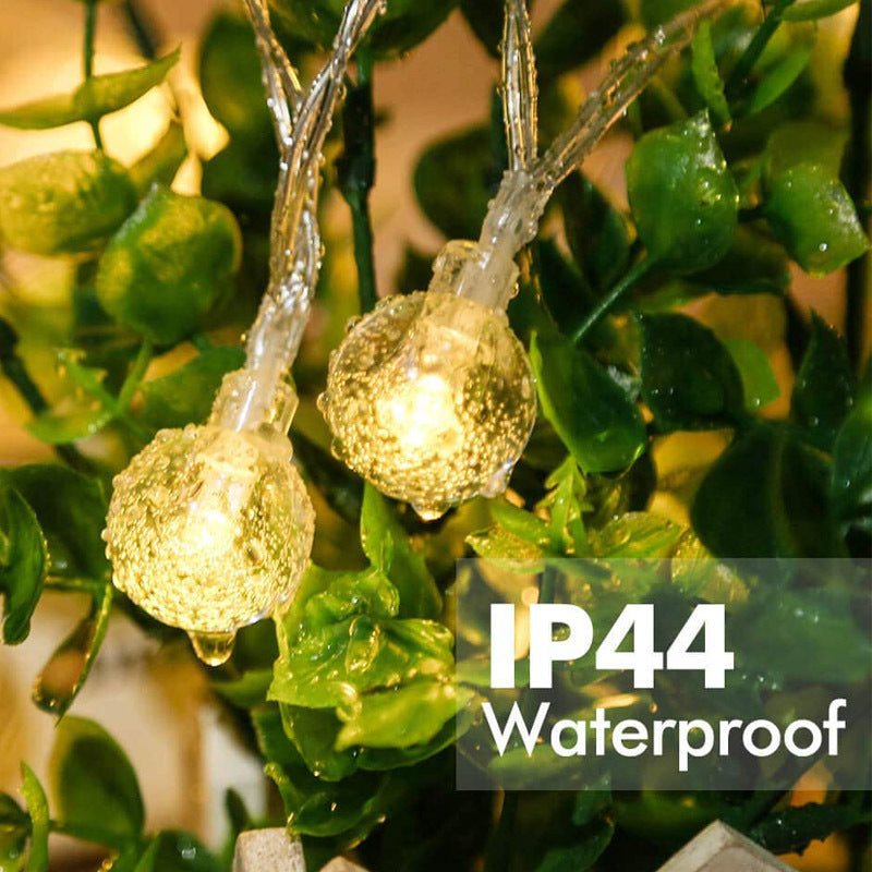 Splendas LED crystal ball string lights IP44 waterproof rating for outdoor use display