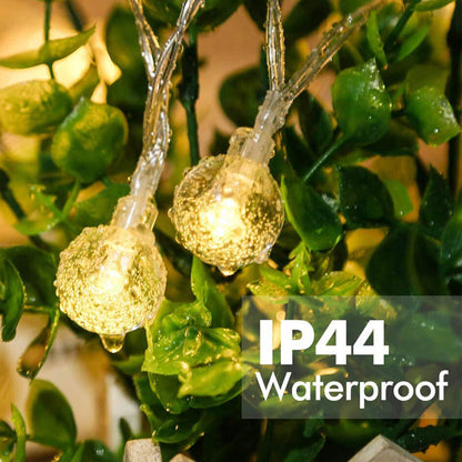 Splendas LED crystal ball string lights IP44 waterproof rating for outdoor use display