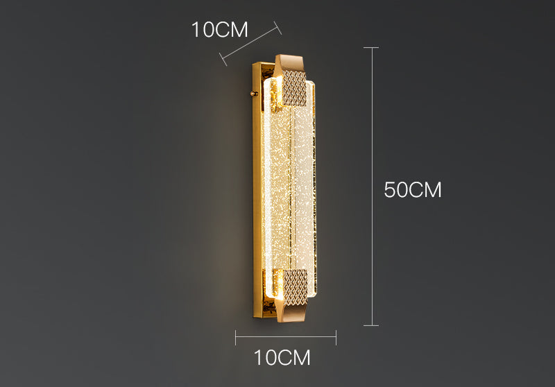 Splendas luxury gold crystal bubble wall lamp 40x10cm dimensions display on dark wall