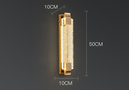 Splendas luxury gold crystal bubble wall lamp 40x10cm dimensions display on dark wall