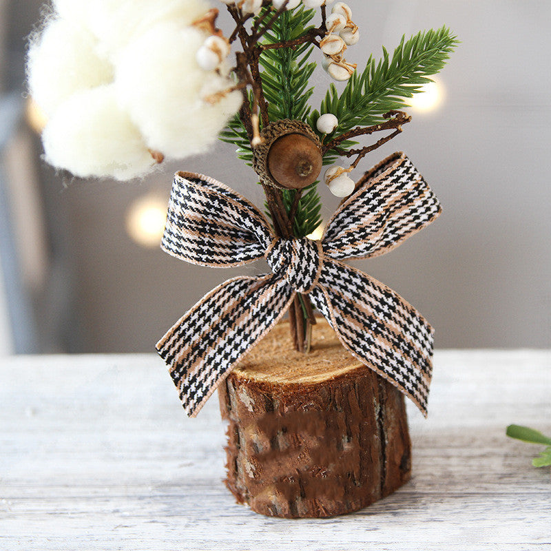 Splendas mini artificial potted Christmas tree ornament in pine leaf design tabletop display