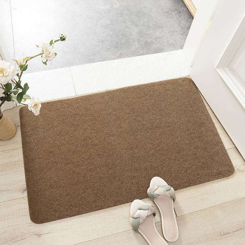 Splendas non slip entrance door floor mat in camel color at home entrance with shoes