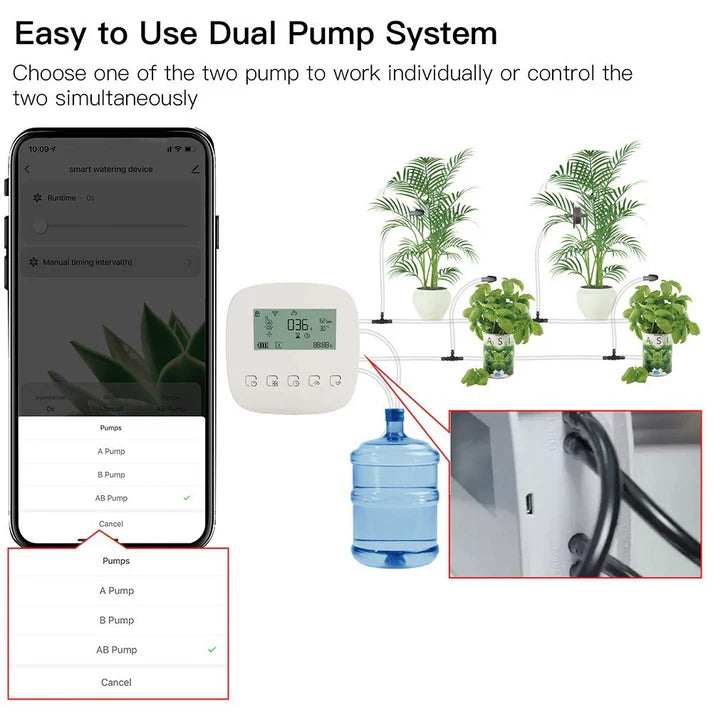 Splendas outdoor automatic plant sprinkler timer installed in garden