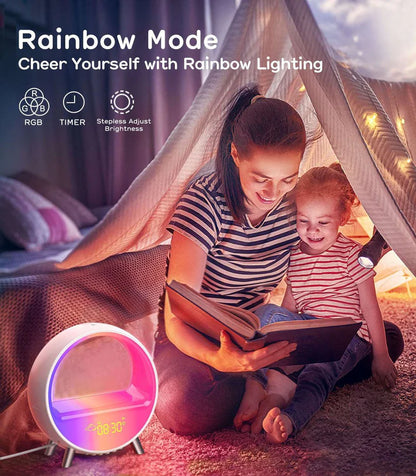 Splendas 6 in 1 smart alarm clock multiple RGB atmosphere light settings display
