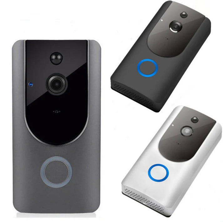 Splendas wireless doorbell camera shown from multiple angles