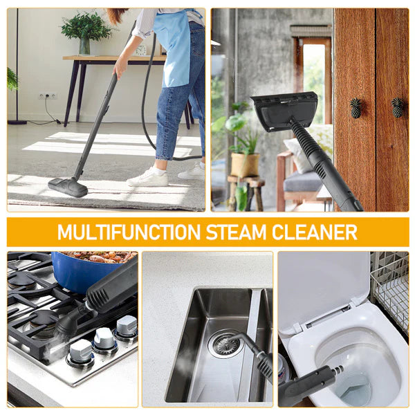 Steam cleaner multipurpose surfaces cleaning infographic